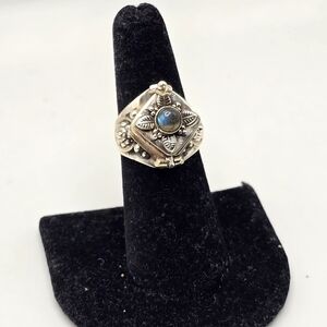 925 Sterling Silver Labradorite Poison Ring Pill Box Size 7